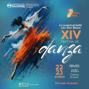 Afiche del XIV Festival de Danza Universitaria: La juventud baila con Don Bosco